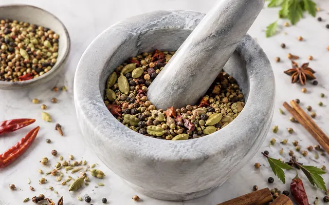 Mortar and pestle for grinding spices